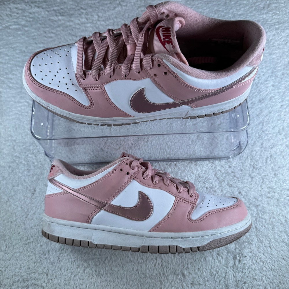 Nike Dunk Low GS Youth 6 / 7.5 Women Pink Sneaker White Low Top Leather Shoes